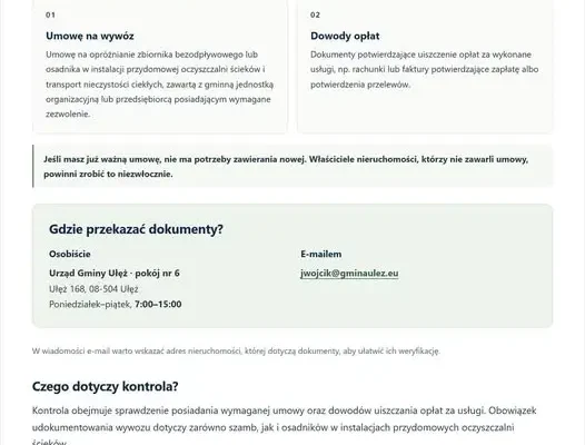 Gmina Ułęż: ruszył drugi cykl kontroli szamb i przydomowych oczyszczalni