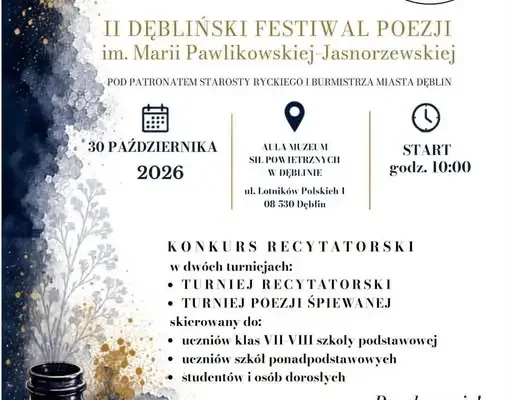 II Dębliński Festiwal Poezji im. Marii Pawlikowskiej-Jasnorzewskiej – trwają zgłoszenia