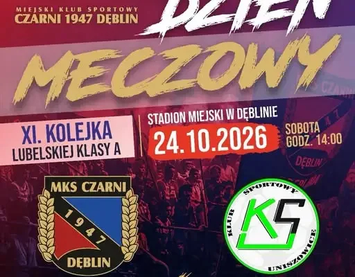 Czarni Dęblin podejmują KS Uniszowice w XI kolejce Klasy A