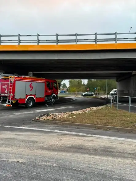 Nieczystości rozsypane na jezdni w Moszczance – interweniowały służby