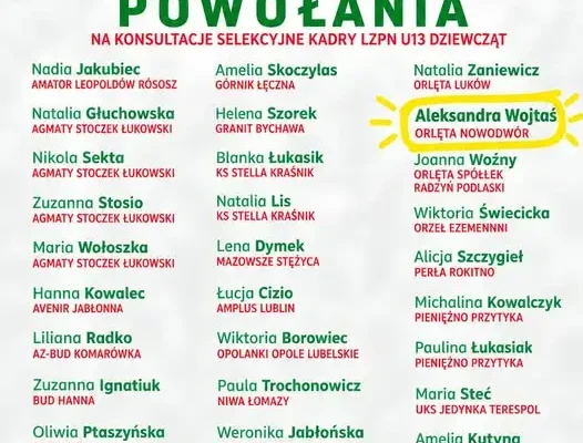 Aleksandra Wojtaś z Orląt Nowodwór powołana do kadry LZPN U13