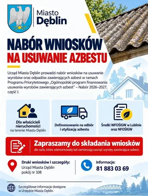 Dęblin: rusza nabór wniosków na usuwanie azbestu. Kto może skorzystać?