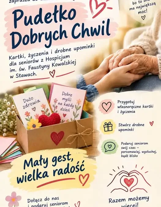 „Pudełko dobrych chwil” – szkolni wolontariusze zbierają upominki dla seniorów z hospicjum