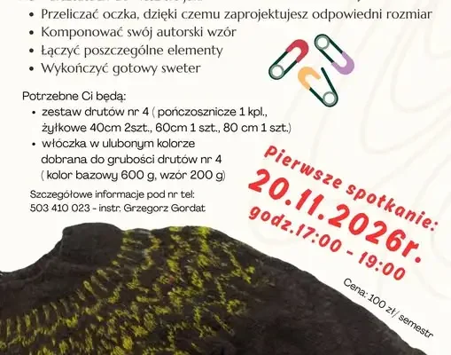 Warsztaty robienia swetra w stylu islandzkim w Dęblinie